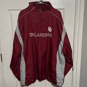🔥🔥 OKLAHOMA OU SOONERS Vintage PULLOVER WINDBREAKER 1/4 ZIP JACKET Men Sz 2XL